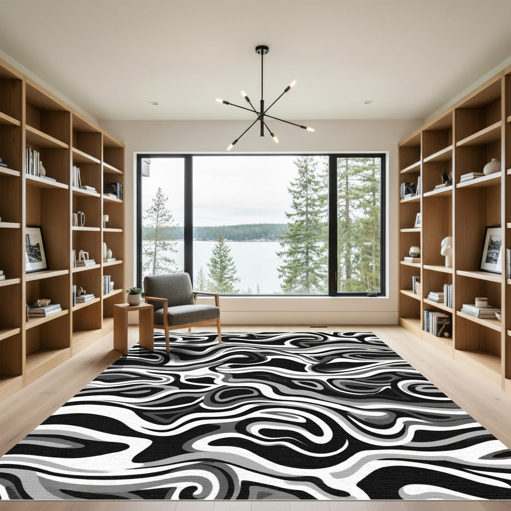 Monochromatic Swirl Fluid Motion Rug