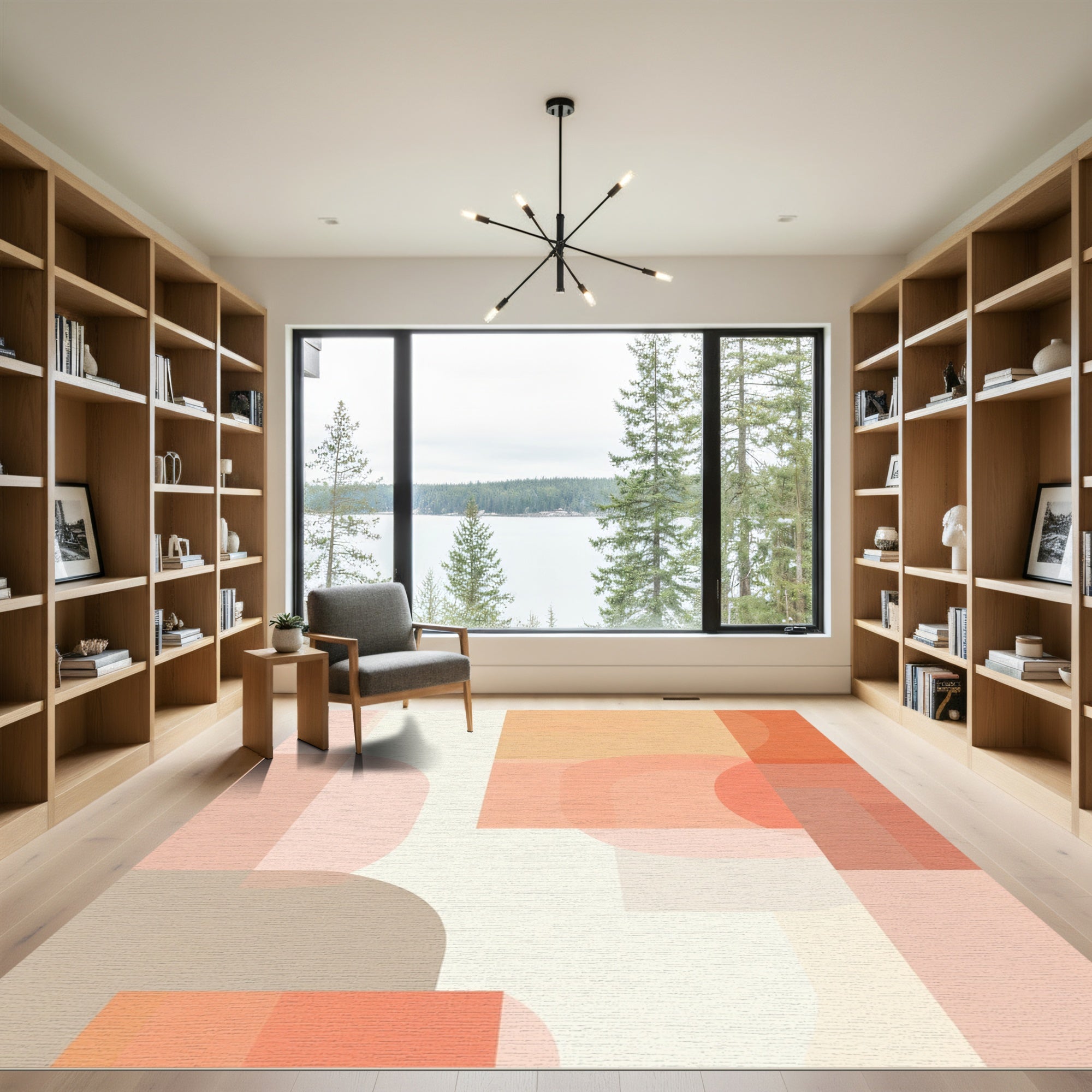 Abstract geometric peach terracotta blocks Rug
