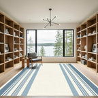 Coastal Blue And White Stripe Rug