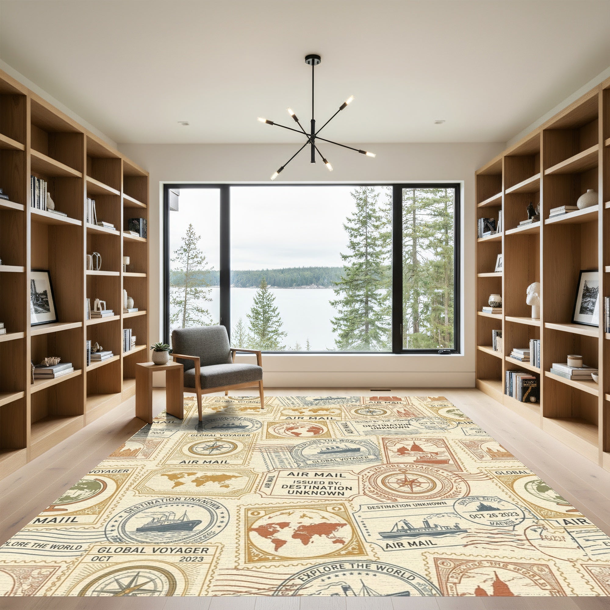 Vintage Travel Stamps World Explorer Rug