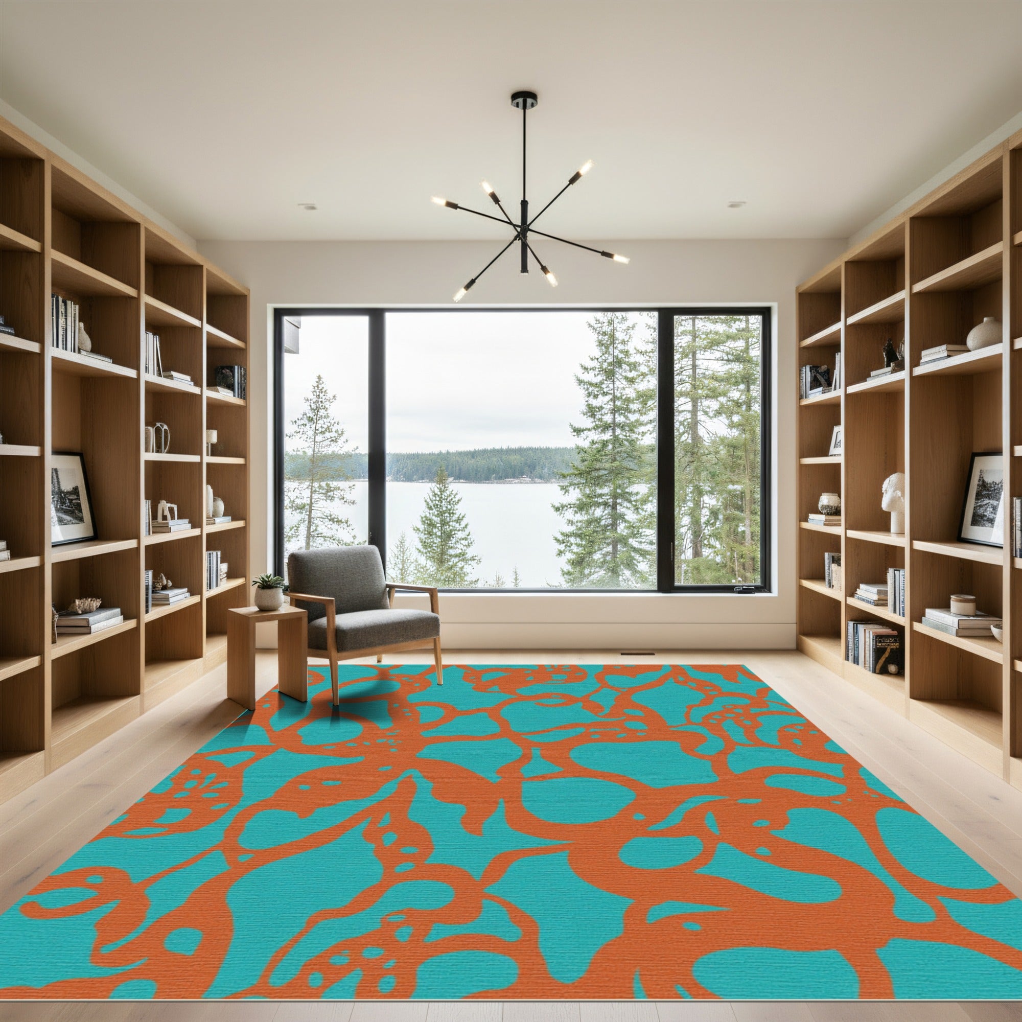 Organic Amber Vine Teal Flow Rug
