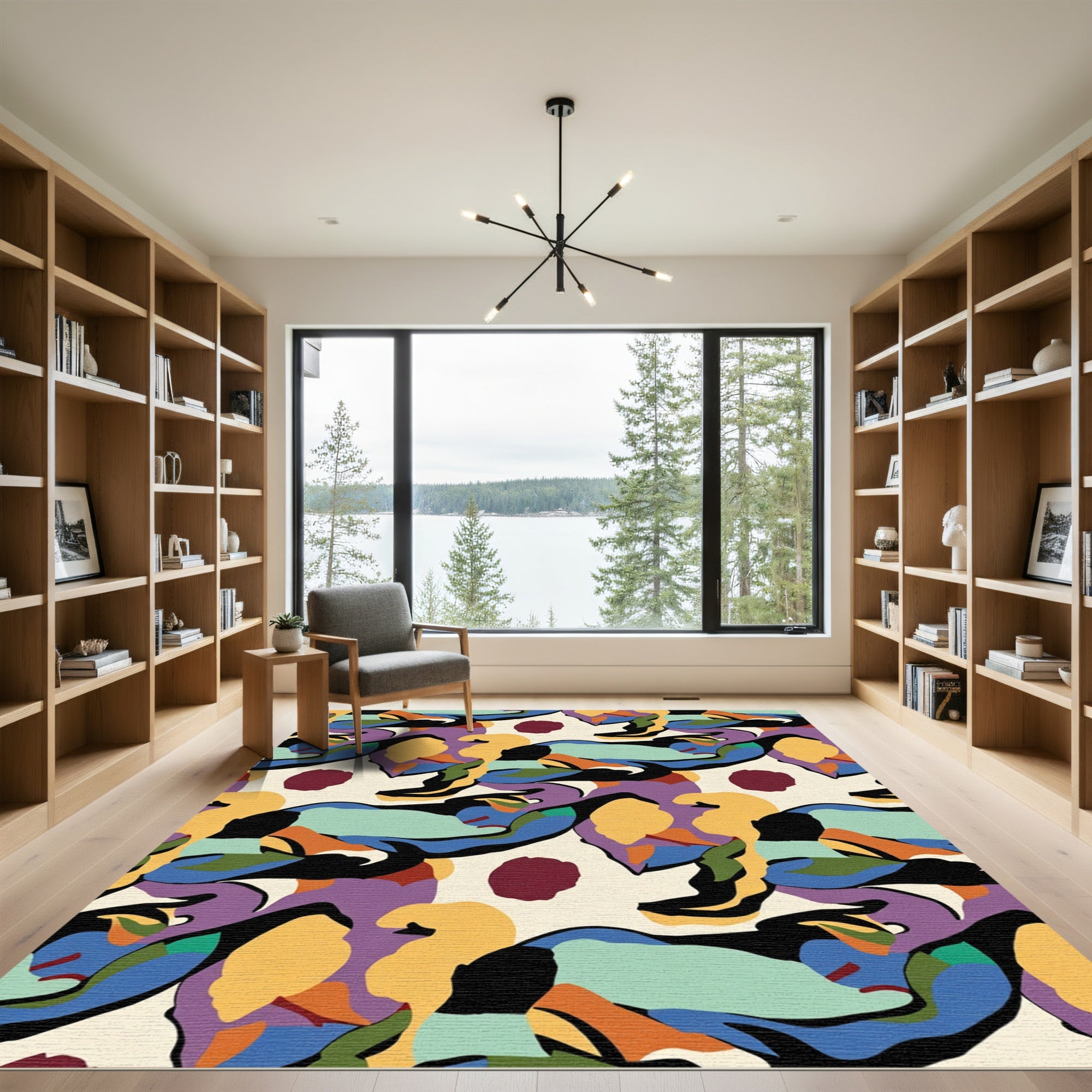 Fluid Abstract Color Block Composition Rug