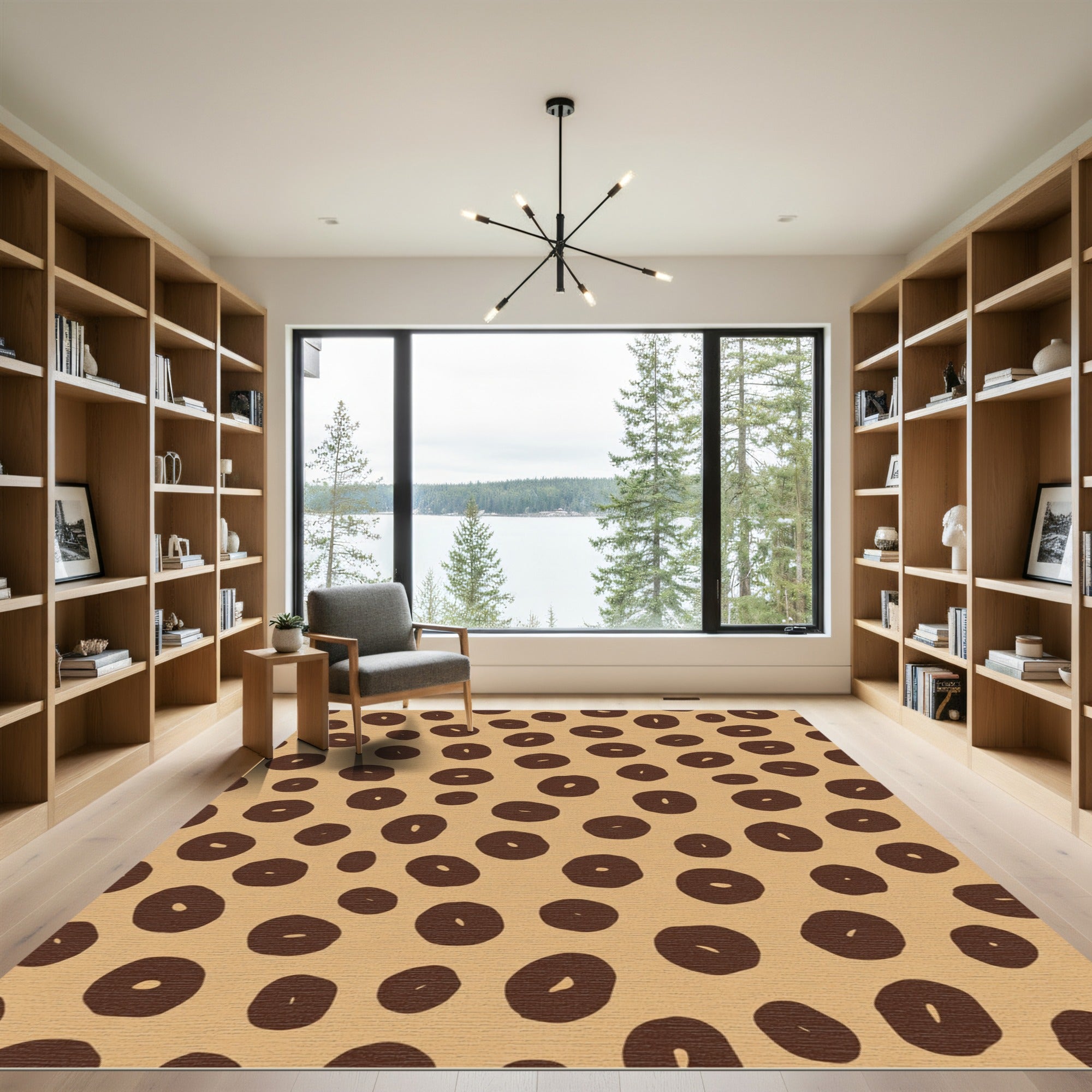 Brown Organic Spots Abstract Rug