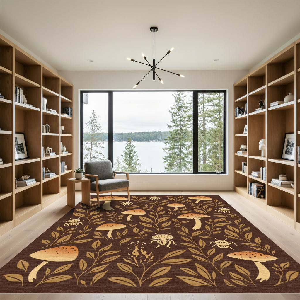 Earthy Mushroom Beetle Foliage Rug