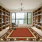 Rich Terracotta Art Nouveau Floral Rug