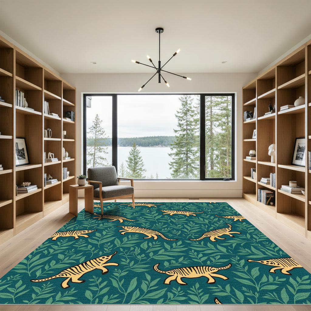 Yellow Tiger Jungle Foliage Rug