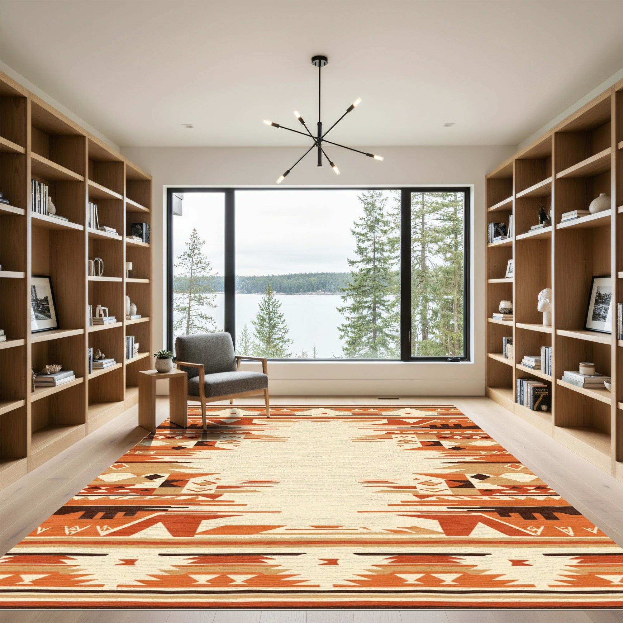 Terracotta Geometric Tribal Stripes Rug