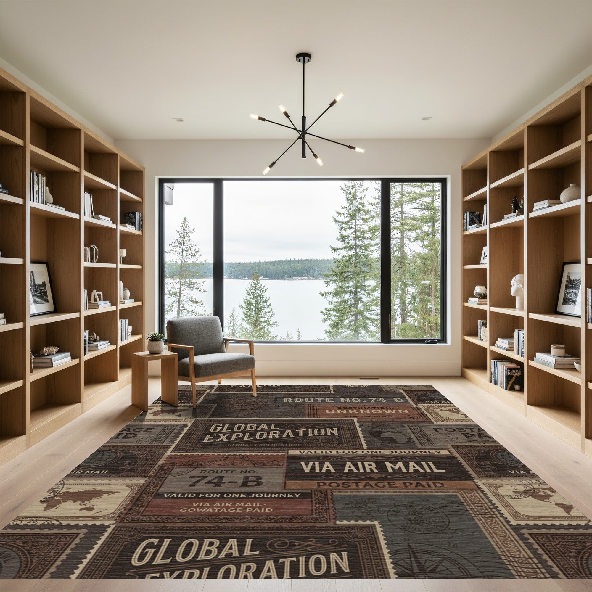 Vintage Travel Stamp Collage Rug