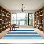 Coastal Blue Horizontal Stripe Rug