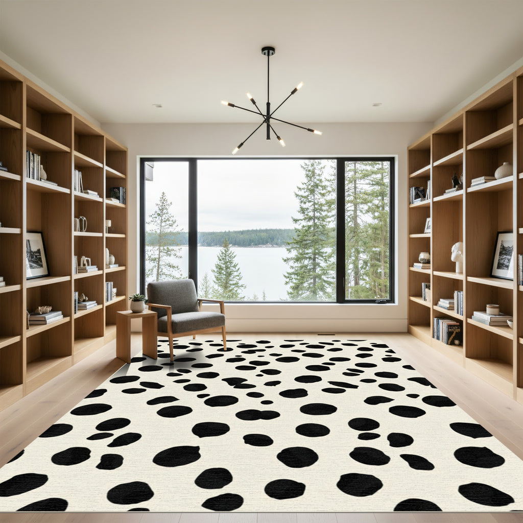 Black Speckled Cream Spotty Rug