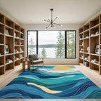 Azure Ocean Waves Rug