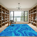 Deep Blue Swirling Water Rug