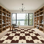 Modern Brown Checker Square Rug