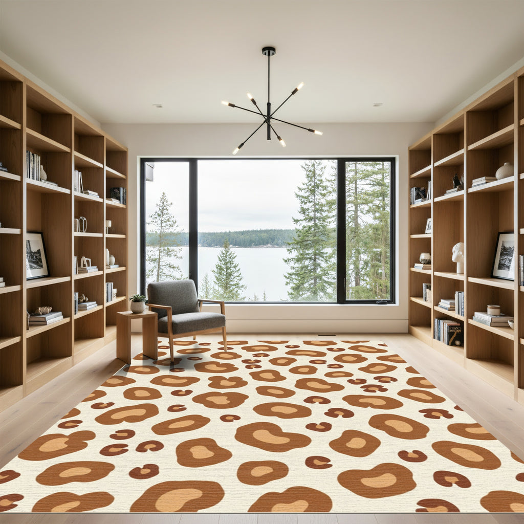 Brown Beige Animal Spots Rug