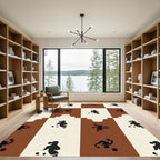 Checkerboard Black Ochre Abstract Figures Rug