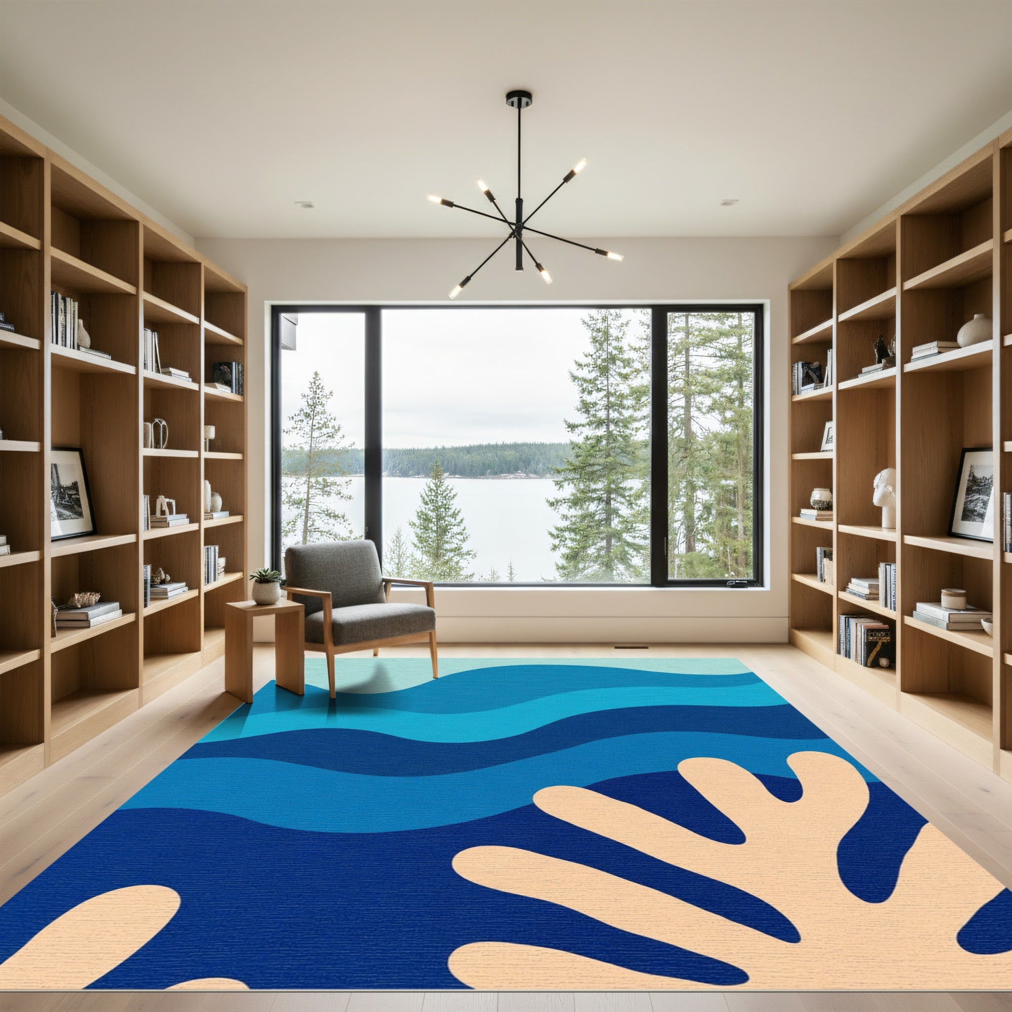 Oceanic Wave Coral Abstract Rug