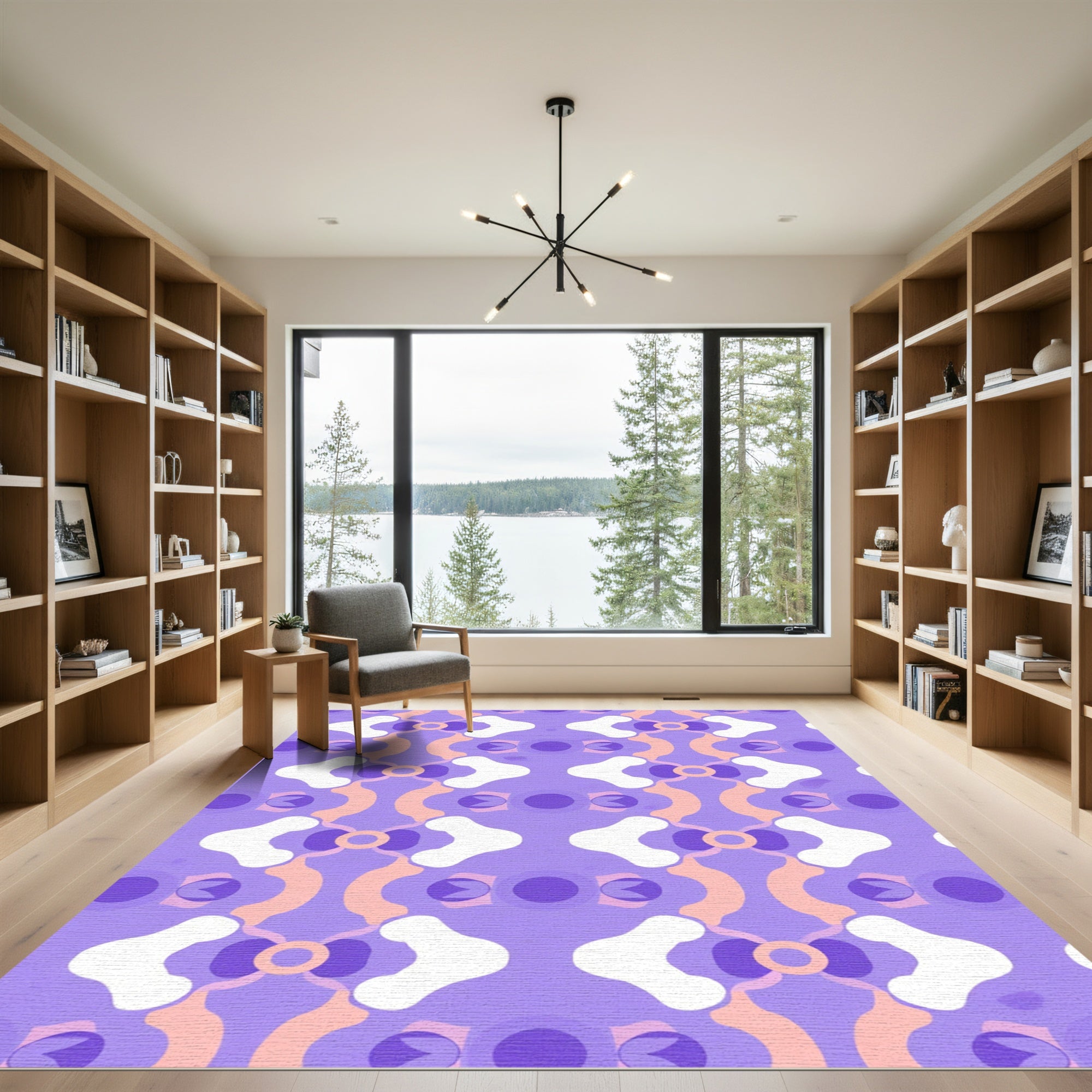 Lavender Purple Abstract Organic Shapes Rug
