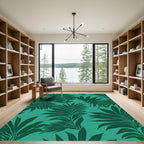 Emerald Green Tropical Leaf Lush Rug