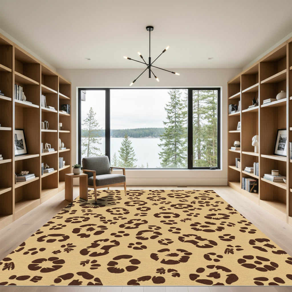 Brown Leopard Spots On Tan Rug