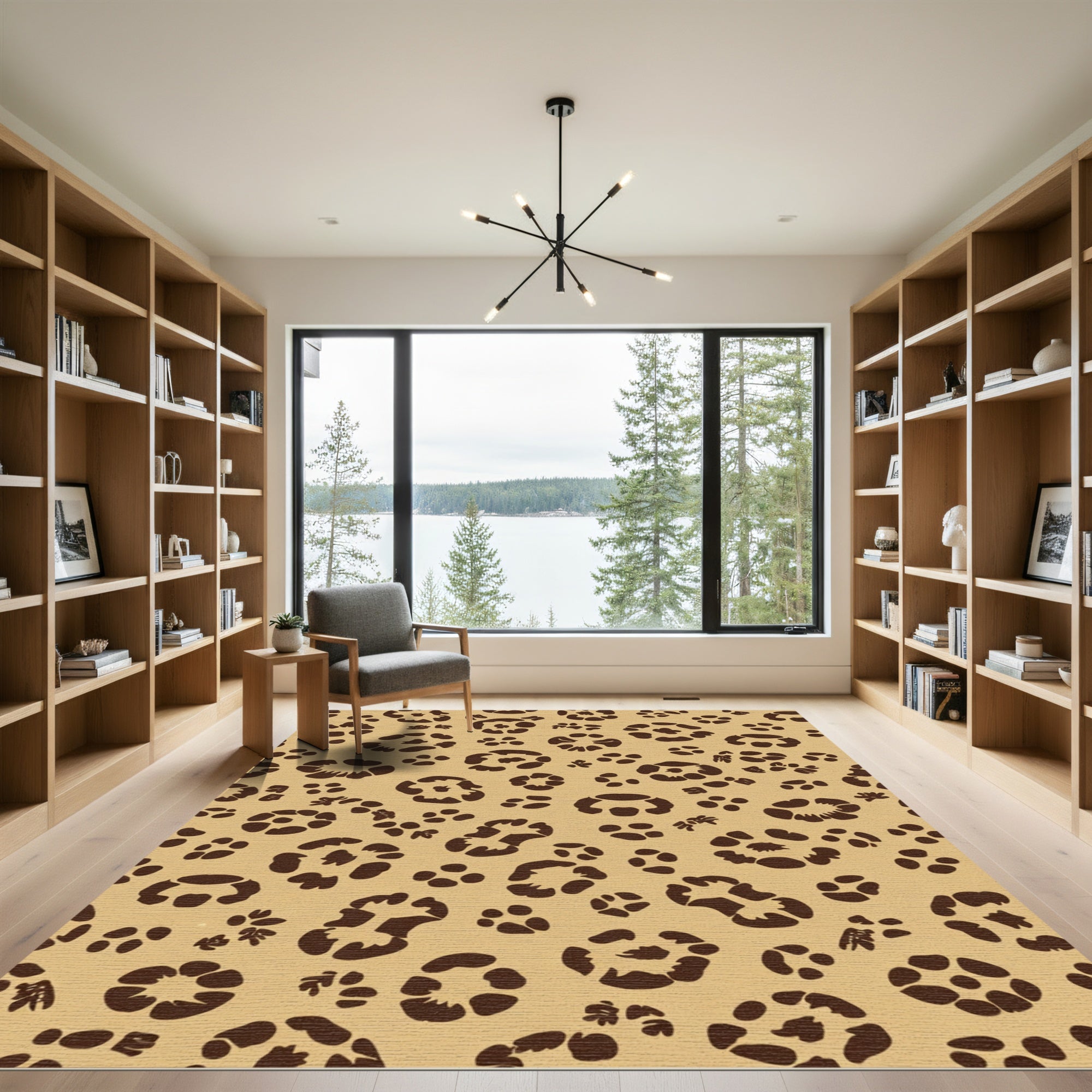 Brown Leopard Spots On Tan Rug