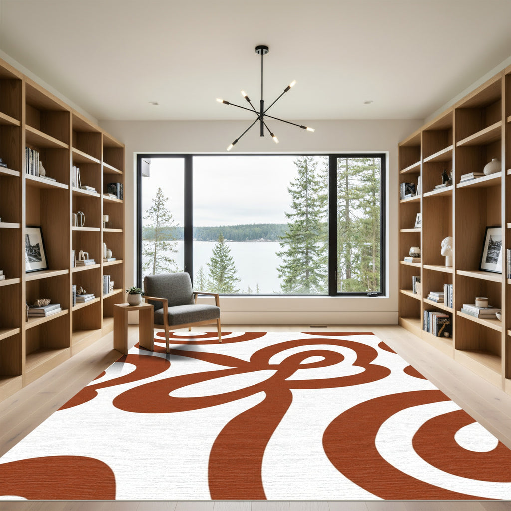 Bold Swirl Brown Abstract Rug