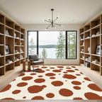 Red Brown Spotty Polka Dot Rug