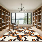 Bold Orange Black Abstract Organic Rug