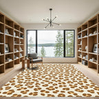 Cream Brown Spotted Animal Print Rug
