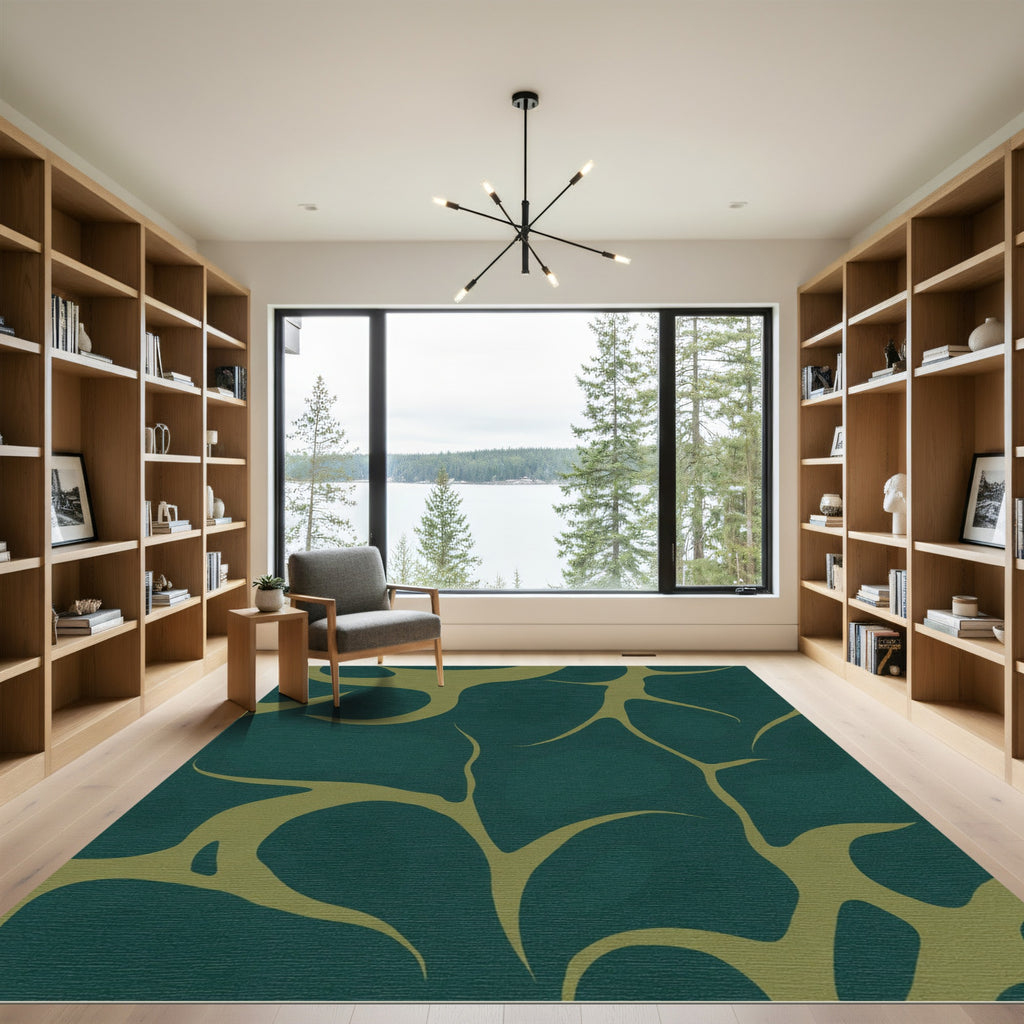 Deep Teal Organic Flow Rug