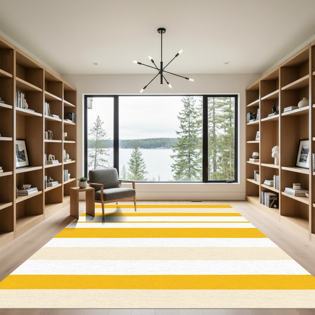 Golden Ochre White Stripe Rug