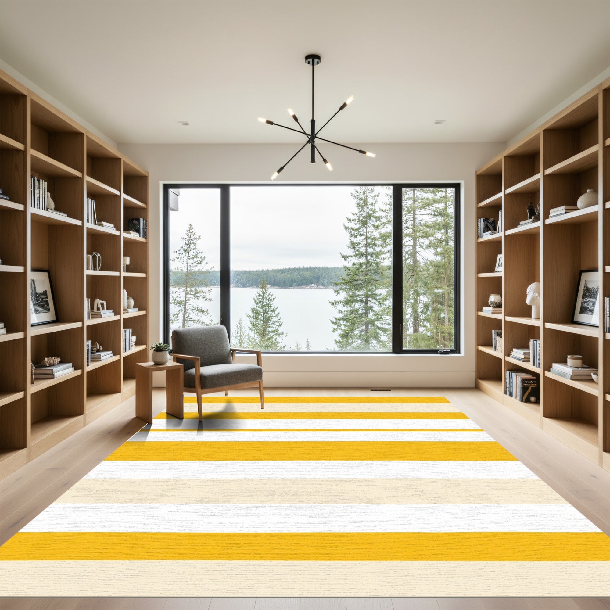 Golden Ochre White Stripe Rug