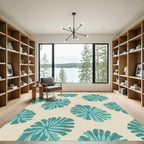 Teal Floral Bloom Repeating Art Rug