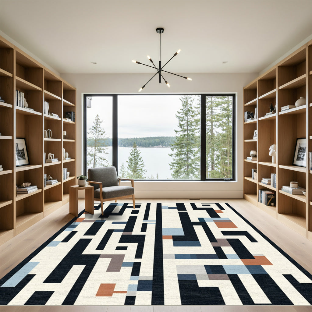 Abstract Geometric Maze With Browns Rug