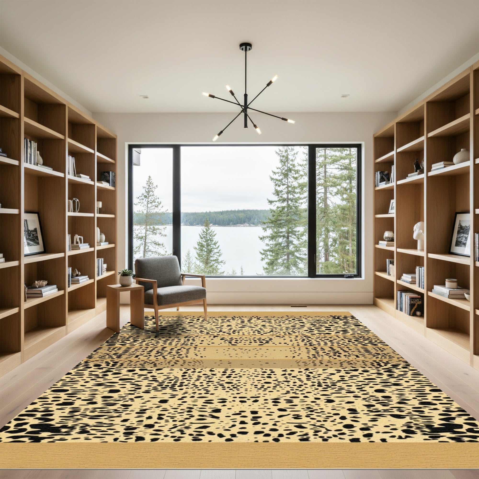 Sandy Beige Black Speckled Stripe Rug