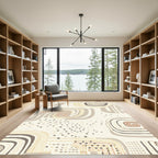 Neutral Swirls And Dots Abstract Rug