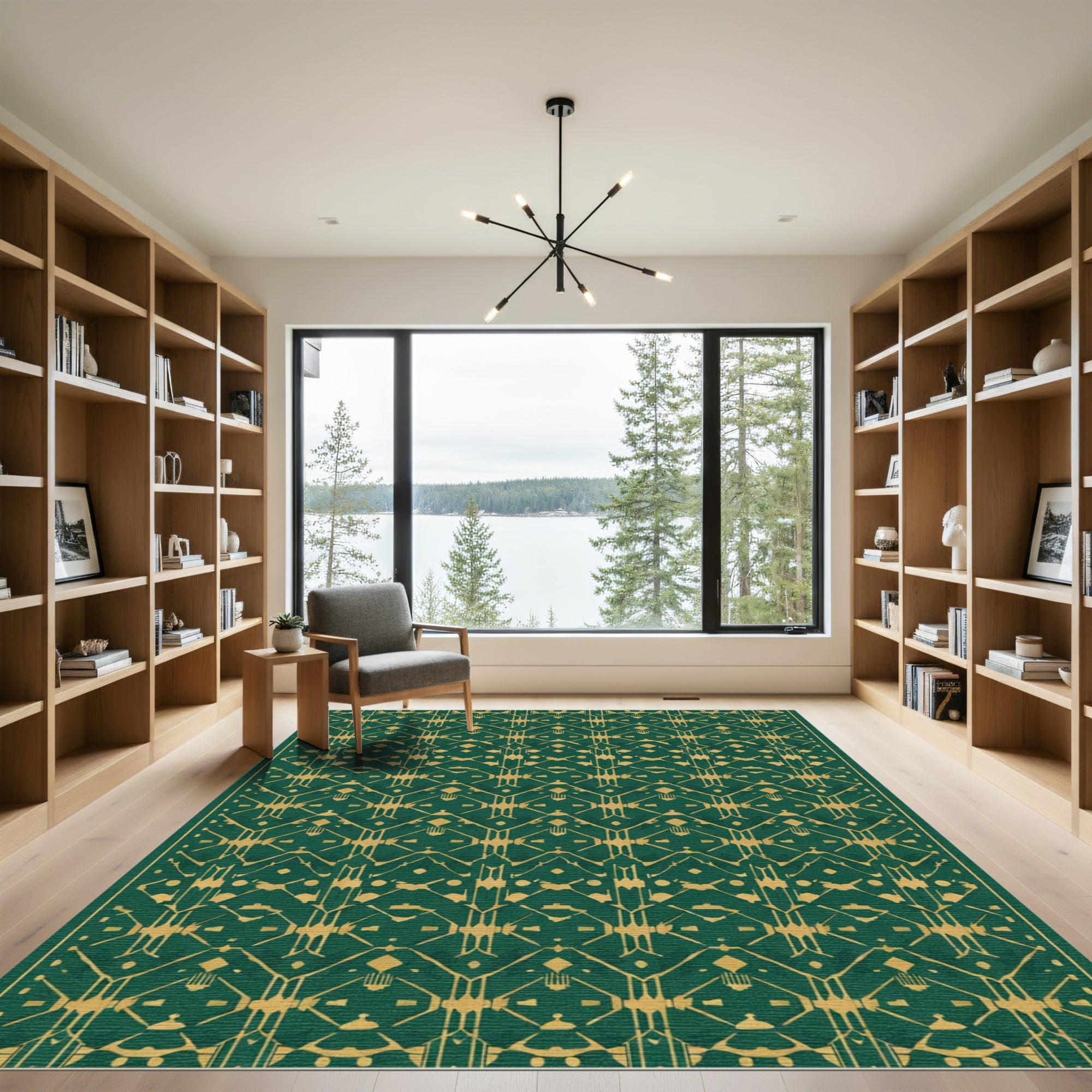 Emerald Gold Geometric Art Deco Rug