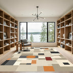 Abstract Geometric Neutral Palette Blocks Rug