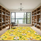 Whimsical Yellow Butterfly Garden Rug