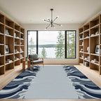 Dark Blue Gray Abstract Wave Rug