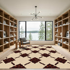 Dark Red Paisley Diamond Brocade Rug