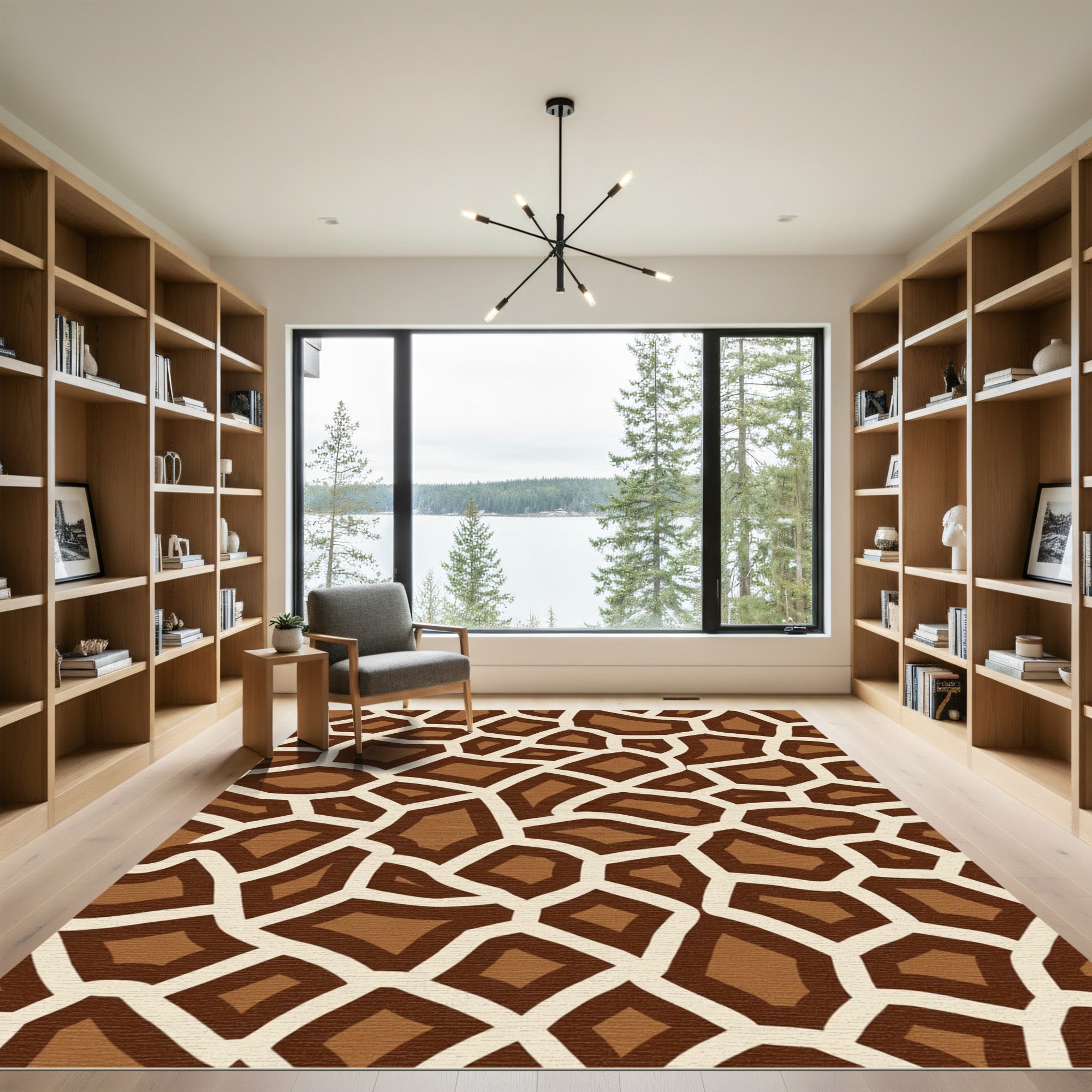 Brown Giraffe Spots Texture Rug