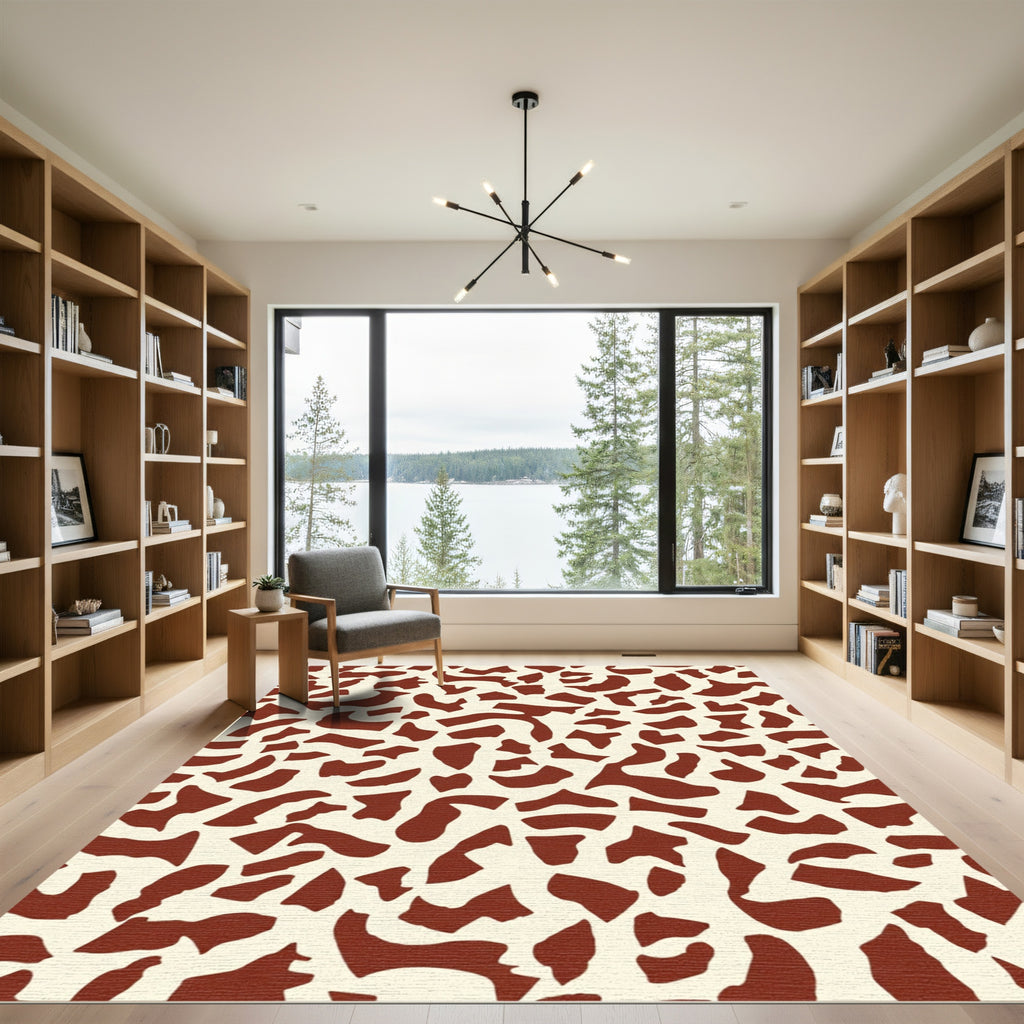 Cream Brown Animal Print Scatter Rug