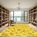Golden Yellow Floral Illustration Rug