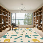 Teal Mustard Organic Abstract Shapes Rug