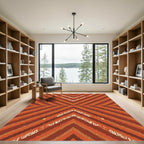 Terracotta Chevron With Intricate Golden Bands Rug