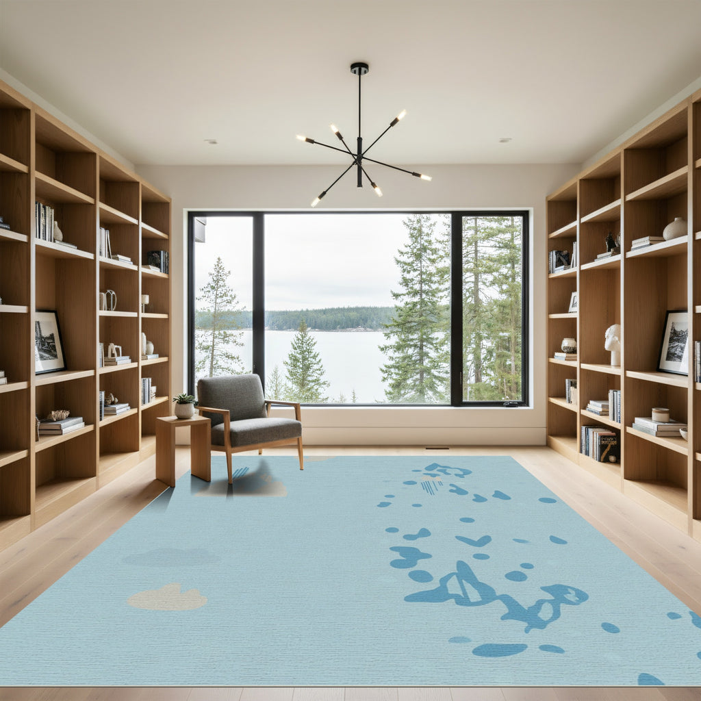 Pale Blue Abstract Cloud Shape Rug