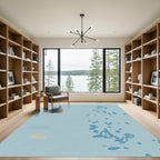 Pale Blue Abstract Cloud Shape Rug