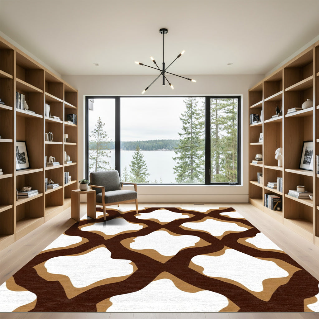 Chocolate Caramel Quatrefoil Lattice Rug