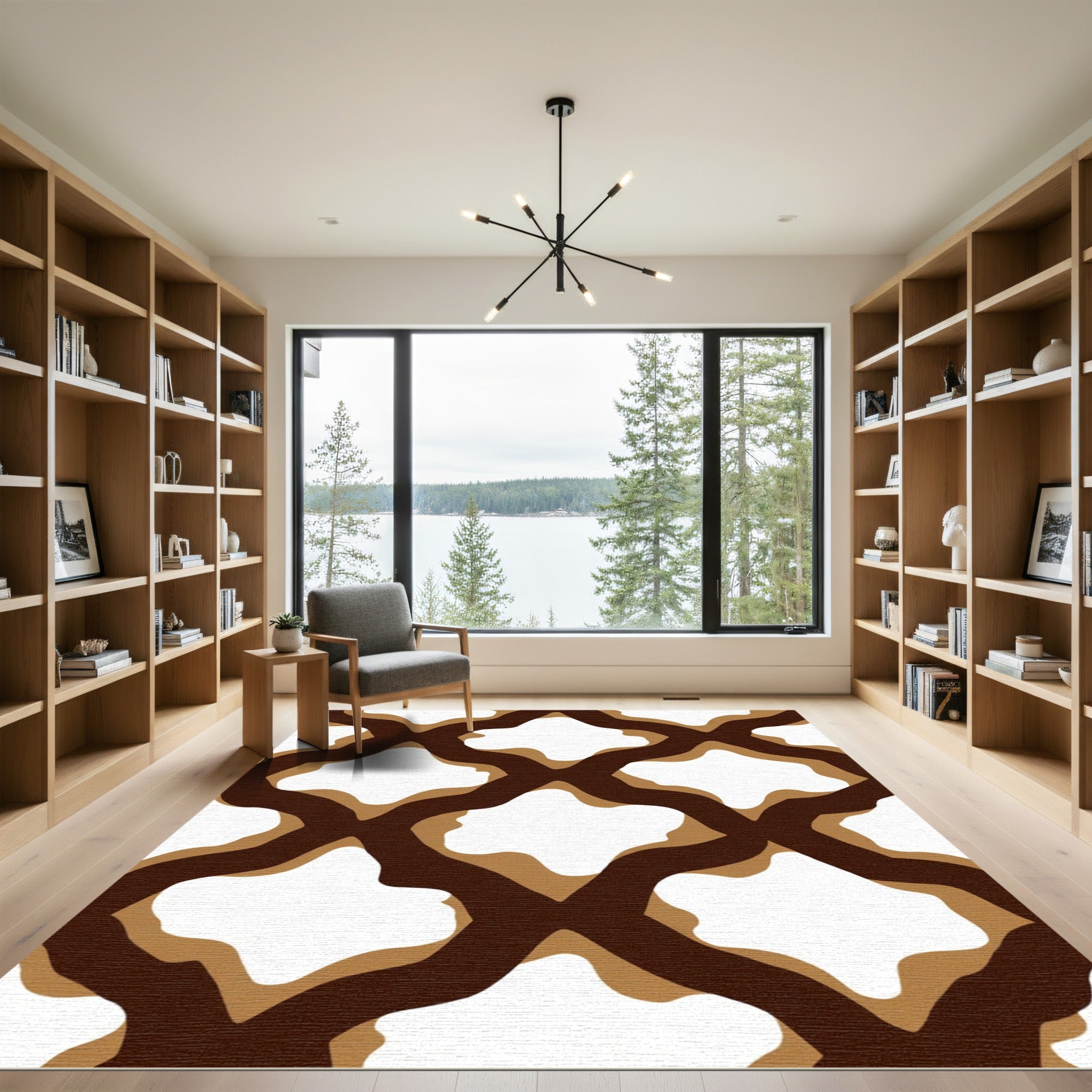 Chocolate Caramel Quatrefoil Lattice Rug