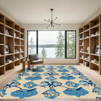Abstract Blue Cloud Burst Rug